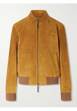 Burberry - Logo-Appliquéd Suede Harrington Jacket - Men - Brown - IT 48