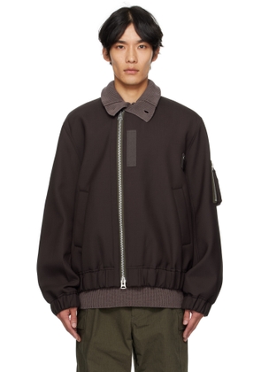sacai Brown Suiting Blouson Bomber Jacket