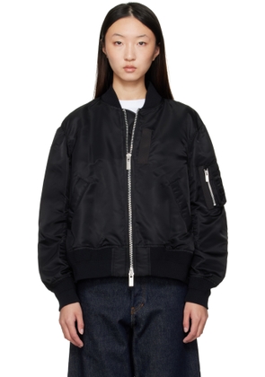sacai Black Nylon Twill Bomber Jacket