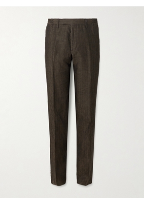 Mr P. - Straight-Leg Striped Linen Suit Trousers - Men - Brown - 28