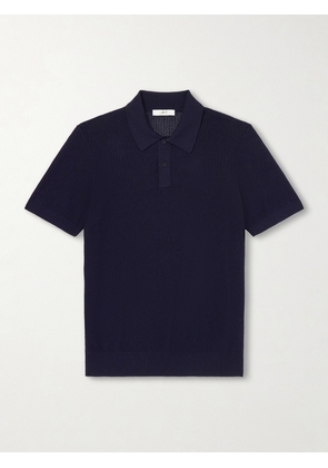 Mr P. - Honeycomb-Knit Organic Cotton Polo Shirt - Men - Blue - XS