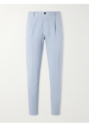 Slowear - Tapered Pleated Cotton-Blend Gabardine Trousers - Men - Blue - UK/US 28