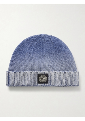 Stone Island - Logo-Appliquéd Dégradé Cotton-Chenille Beanie - Men - Blue
