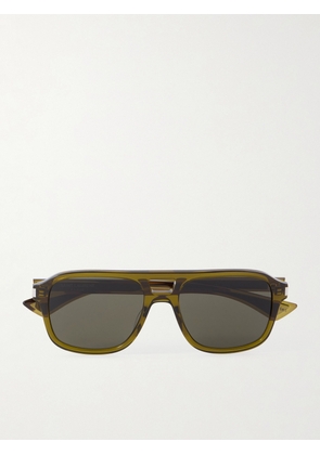 SAINT LAURENT - Aviator-Style Silver-Tone and Acetate Sunglasses - Men - Brown