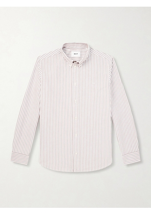 NN07 - Colby 5910 Button-Down Collar Logo-Embroidered Striped Organic Cotton Shirt - Men - Brown - S