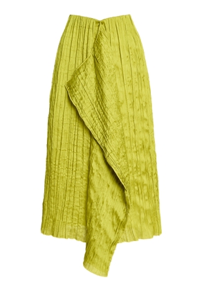 STAUD Mai Crinkled-Satin Midi Skirt - Moda Operandi