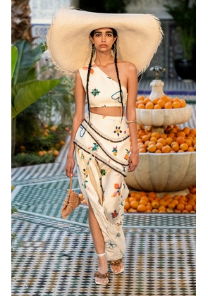 ALÉMAIS Sidi Embellished Linen-Blend Midi Skirt - Moda Operandi