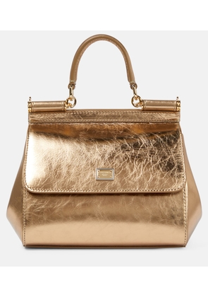 Dolce&Gabbana Sicily Small metallic leather tote bag