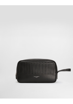 Dolce & Gabbana Woven Plongé Calfskin Necessaire - Man Briefcase And Clutches Black Onesize