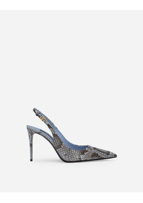 Dolce & Gabbana Python Skin Slingbacks - Woman Pumps And Slingback Light Blue 38