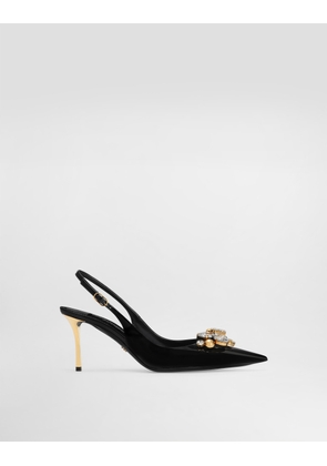 Dolce & Gabbana Patent Leather Slingback With Embellishment - Woman Pumps And Slingback Multicolor 35.5