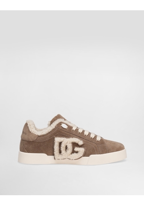 Dolce & Gabbana Portofino Light Sneakers In Calfskin And Sheepskin - Woman Sneakers Multicolor 39.5