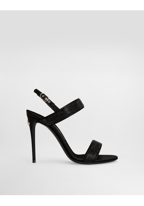 Dolce & Gabbana Satin Sandals With Fusible Rhinestones - Woman Sandals And Wedges Black 38