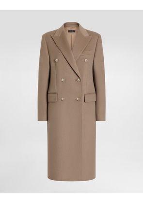 Dolce & Gabbana Double-breasted Cashmere Coat - Woman Coats And Jackets Beige 40