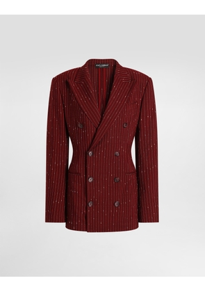 Dolce & Gabbana Double-breasted Pinstriped Taormina Jacket - Woman Blazers Multi-colored 44
