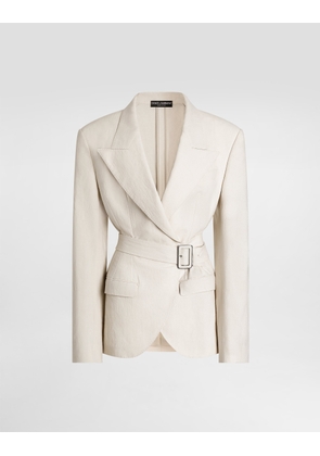 Dolce & Gabbana Single-breasted Taormina Jacket In Rustic Canvas - Woman Blazers White 40