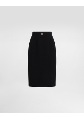 Dolce & Gabbana Wool Midi Pencil Skirt With Dg Logo - Woman Skirts Black 38