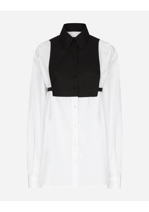 Dolce & Gabbana Cotton Shirt With Contrasting Shirt Front - Woman Shirts And Tops White Cotton 38