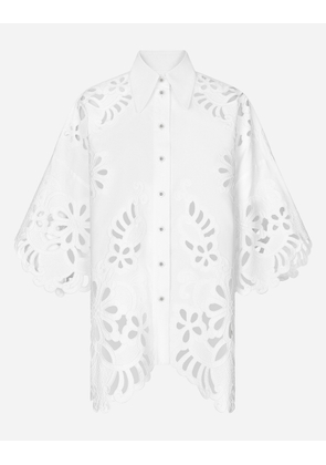 Dolce & Gabbana Oversize Cotton Shirt With Cut-out Detailing - Woman Shirts And Tops White 46