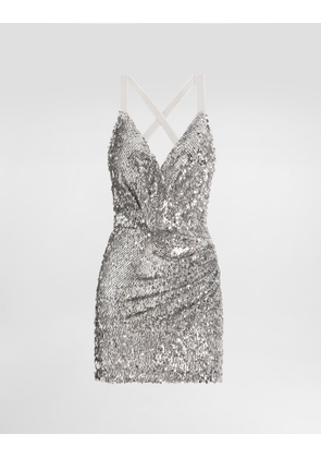 Dolce & Gabbana Sequin Dress - Woman Dresses Silver 36