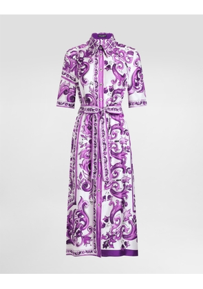 Dolce & Gabbana Majolica-print Twill Shirt Dress - Woman Dresses Multicolor 48