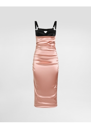 Dolce & Gabbana Draped Satin Calf-length Dress With Bra-style Cups - Woman Dresses Beige Satin 44