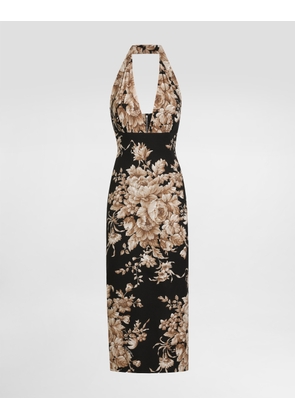 Dolce & Gabbana Rose-print Charmeuse Dress - Woman Dresses Print 46