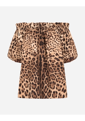 Dolce & Gabbana Short-sleeved Leopard-print Poplin Top - Woman Shirts And Tops Animal Print 52