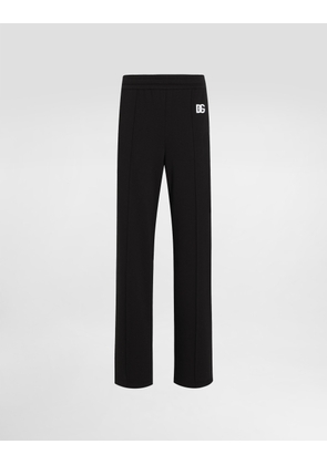 Dolce & Gabbana Flared Jersey Jogging Pants With Dg Logo Embroidery - Woman Pants And Shorts Black 36