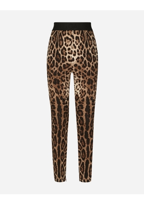 Dolce & Gabbana Leopard-print Charmeuse Leggings - Woman Pants And Shorts Animal Print Silk 46