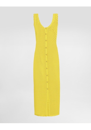 Dolce & Gabbana Long Crochet Dress - Woman Dresses Yellow 46