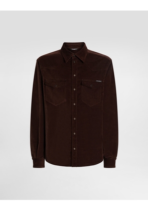 Dolce & Gabbana Fine-wale Corduroy Shirt - Man Shirts Brown 38