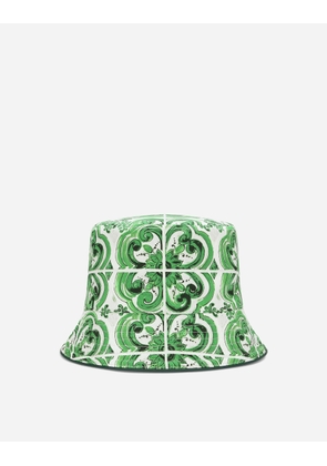 Dolce & Gabbana Reversible Bucket Hat With Majolica Print - Man Hats And Gloves Print 58