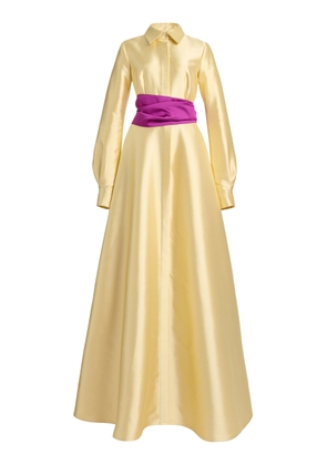 Greta Constantine Xolani + Simon Silk-Wool Belted Gown - Moda Operandi