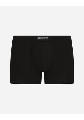 Dolce & Gabbana Two-way Stretch Jersey Boxers With Logo Label - Man Underwear And Loungewear Black Cotton 6