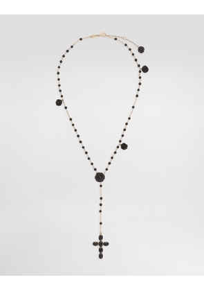 Dolce & Gabbana Yellow Gold Devotion Rosary Necklace With Black Oval Sapphires - Woman Necklaces Gold Metal Onesize