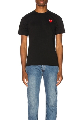 COMME des GARCONS PLAY Red Heart Tee in Black - Black. Size S (also in ).