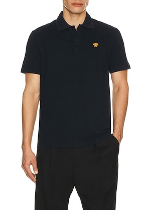 VERSACE Piquet Polo in Dark Navy Blue - Navy. Size M (also in S, XL/1X, XXL/2X).