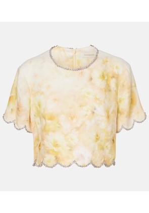 Zimmermann Crush scalloped cropped silk top