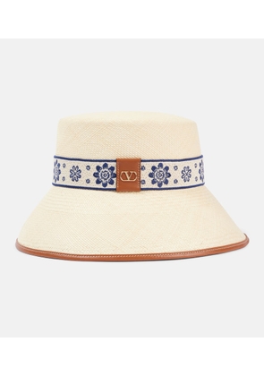 Valentino Antibes embroidered straw bucket hat