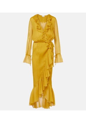Saint Laurent Ruffled silk crepon wrap dress