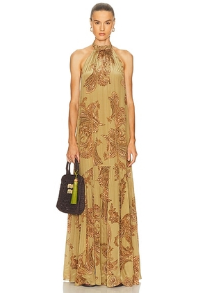 HEMANT AND NANDITA Sakhi Maxi Dress in Olive - Olive. Size S (also in ).