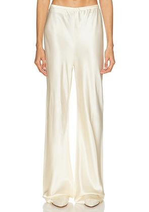 EAVES Loretta Silk Pants in Ivory - Ivory. Size L (also in ).