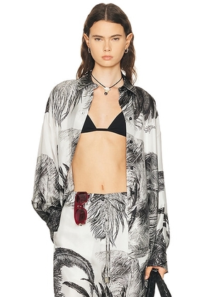 THE ATTICO Feather Print Shirt in White & Black - Black,White. Size 44 (also in ).