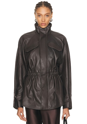 EAVES Mendoza Leather Jacket in Dark Brown - Brown. Size S (also in XS).