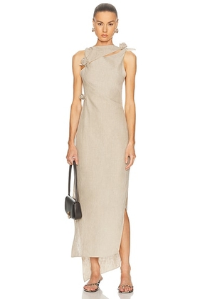 Coperni Linen Flower Gown in Beige - Neutral. Size S (also in M).