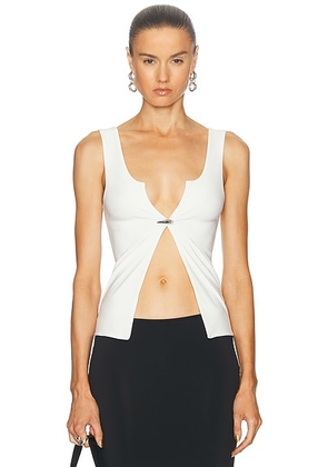 Grace Ling Shark Teeth Tank Top in Ivory - Ivory. Size M-L (also in L-XL).