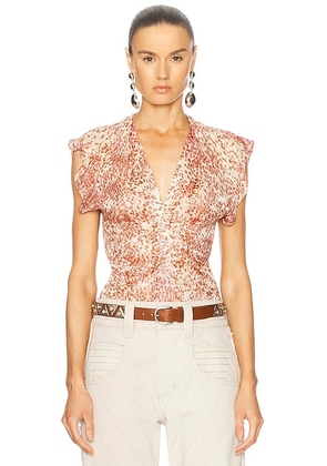 Isabel Marant Lonea Top in Light Red & Ecru - Red. Size 42 (also in ).