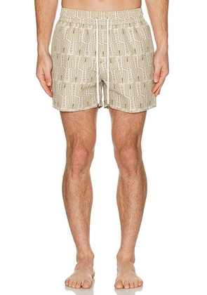Frescobol Carioca Rio Swim Short in Dried Moss - Beige. Size S (also in ).