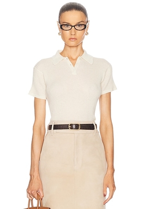 Guest In Residence Shrunken Cashmere Polo Top in Cream - Cream. Size XL (also in M).